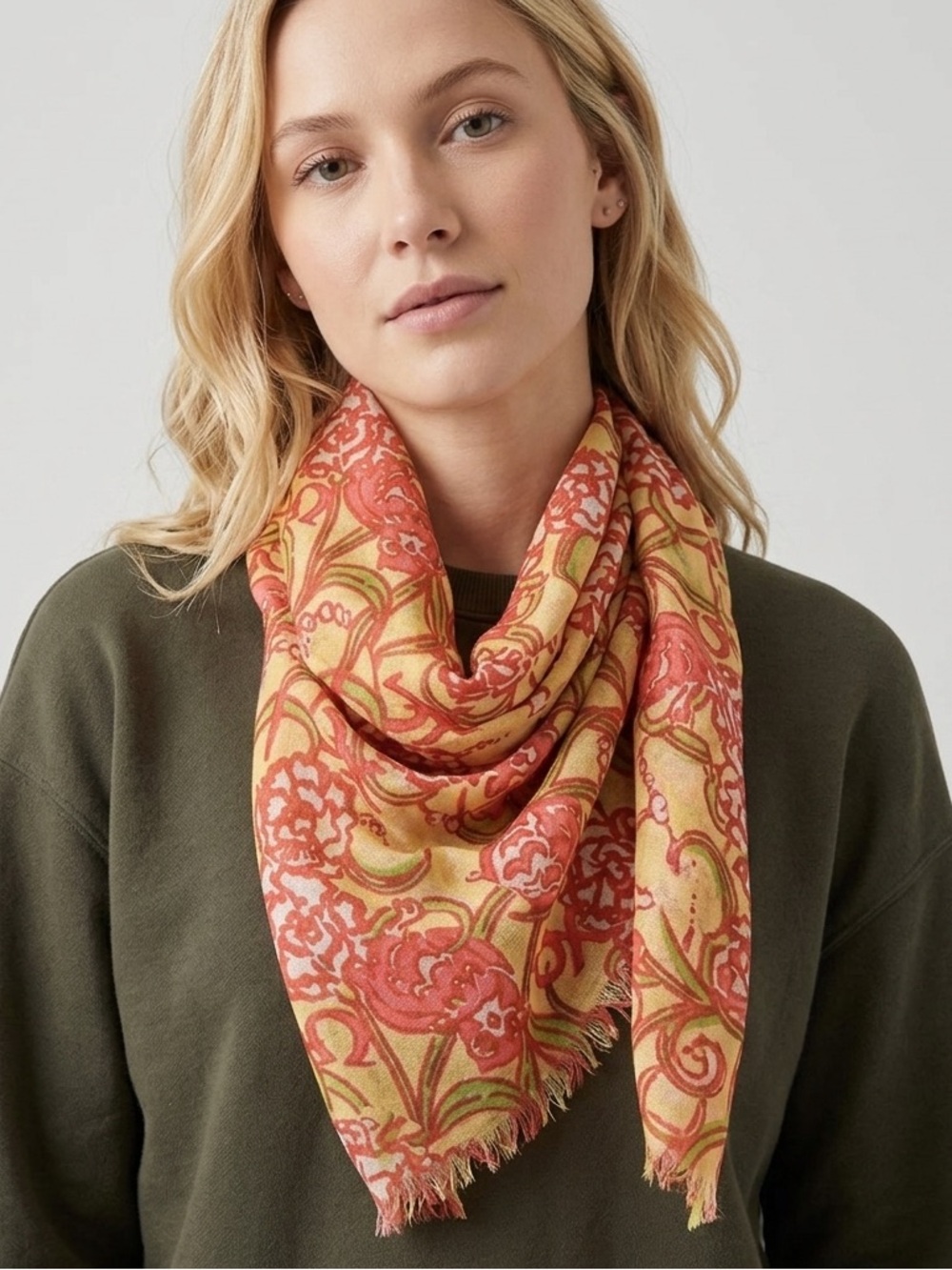 Lilly Pulitzer Chi Omega Murfette Silk/Cashmere Fringed Scarf